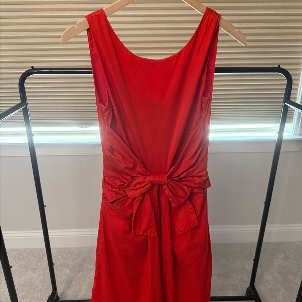 kate spade Red Sleeveless Midi Dress with Bow Detail